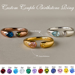 Round & Pear Cut Birthstone Couples Ring