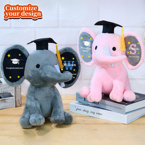 Personalized Elephant Plush Toy Graduation Gift