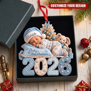 Personalized Baby First Christmas Ornament, Sleeping Baby Christmas Gift