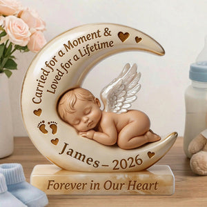 Baby Angel And Moon-Personalized Plaque,Memorial Keepsake