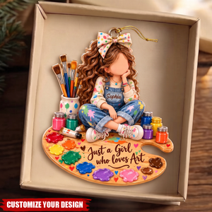 Personalized Artist Girl Ornament, Just A Girl Who Loves Art, Painter Gift