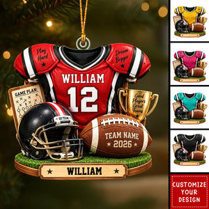 Personalized Football Christmas Ornament, Custom Football Team Gift