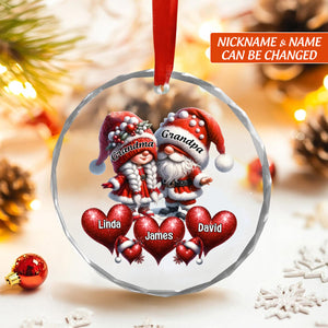 Christmas Grandpa & Grandma With Heart Kids Personalized Ornament