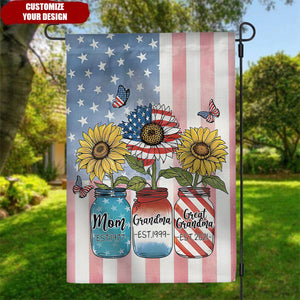 4th July Mom Grandma Great Grandma Personalized Independence Day Garden Flag