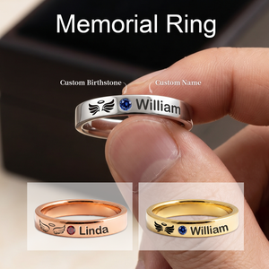 Forever In My Heart, Personalized Wings Memorial Birthstone Ring