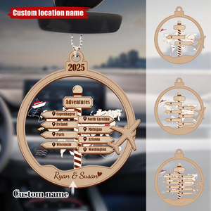 New Adventure Couple Traveler Christmas, Personalized Travel Acrylic Ornament