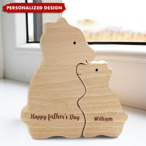 Happy Father's Day! - Personalized Handmade Name Engraved Wooden Bear Gift