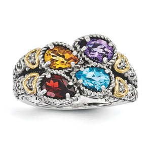Personalized Grandma Mom Family 2-5 Birthstones Vintage Ring - Gift For Christmas