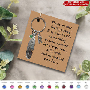 Those We Love Don't Go Away Personalized Feathers Memorial Keychain