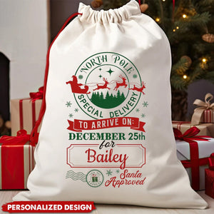 Personalized Name Santa's Special Delivery Sack Favor Bag
