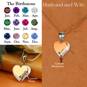 2 Name Stainless Steel Birthstone Heart Necklace