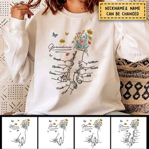 Grandma Mom Flowers With Kids Personalized Sweatshirt