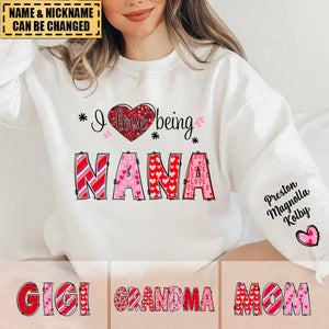 I Love Being Grandma Heart With Grandkids Personalized Sweatshirt