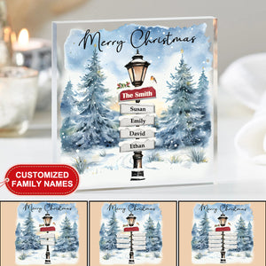 Personalized Square Acrylic Plaque - Christmas Gift For Family