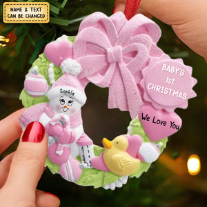 Personalized Newborn Wreath Ornament-Christmas Gift For Family