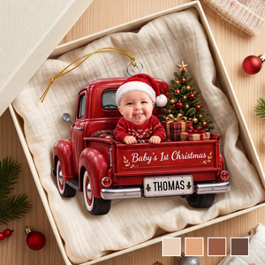 Personalized Baby 1st Christmas Red Truck Acrylic Ornament