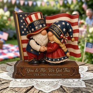 Personalized Patriotic Couple Plaque – Custom American Flag Anniversary Gift