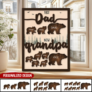 Personalized Papa Bear Sign With Kids Names, Father's Day Gift