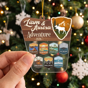 National Parks Photo Ornament, Personalized Couple Travelling Christmas Gift