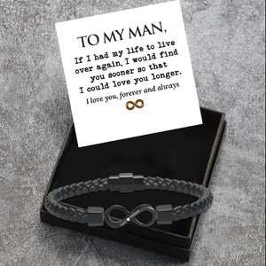To My Man,Personalized Dual Name Infinity Leather Bracelet