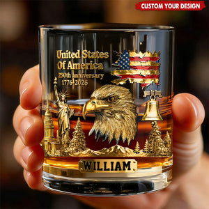 250th Anniversary - Personalized Bald Eagle Whiskey Glass