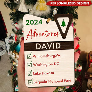Personalized Adventure List Christmas Ornament, Travel Ornament, National Park Ornament