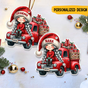 Personalized Truck Grandma Nana With Kids Gift Ornament