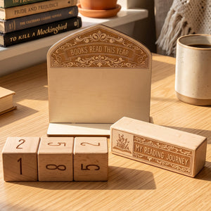 Books Read This Year โ Wooden Reading Tracker & Desk Decor
