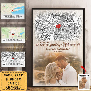 Custom Photo The Beginning Of Forever - Couple Personalized Custom Canvas