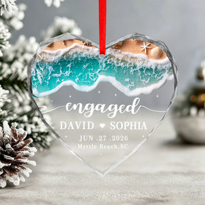 Personalized Beach Married Ornament, Couples First Christmas Wedding Gift