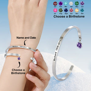 Personalized Memorial Bracelet With Birthstone