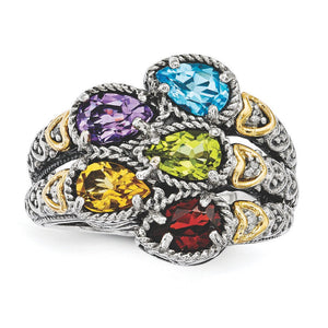 Personalized Grandma Mom Family 2-5 Birthstones Vintage Ring - Gift For Christmas