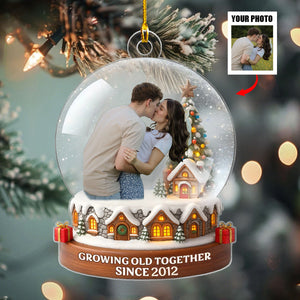 Snowman Couple Growing Old Together Personalized Ornament