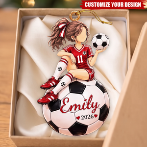 Personalized Soccer Girl Christmas Ornament
