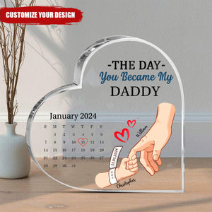 Calendar The Day You Became My Mommy Personalized Heart Shaped Acrylic Plaque
