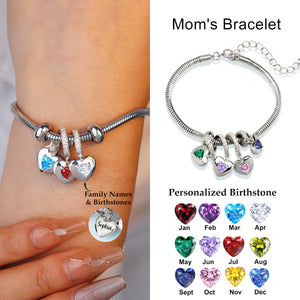 Personalized Birthstone Love Snake Bone Bracelet-Gift For Mom