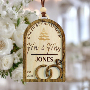 First Christmas As Mr. And Mrs. - Personalized Newlywed Ornament