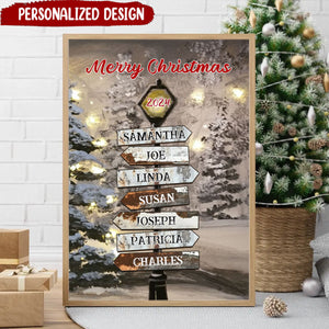 Personalized Vintage Christmas Family Canvas Poster