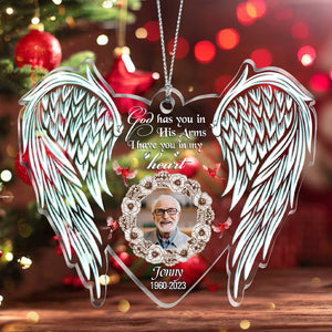 Custom Photo God Has You In His Arms I Have You In My Heart - Memorial Ornament