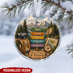 Personalized Travel Adventure Mountain Ornament-Couple Adventure Awaits Keepsake