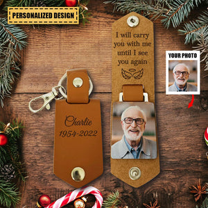 I Will Carry You With Me Personalized Leather Keychain