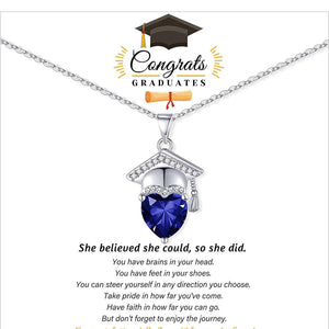 Graduation Gift Personalized Graduation Cap Heart Birthstone Necklace
