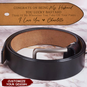 Congrats On Being My Husband - Personalized Engraved Leather Belt
