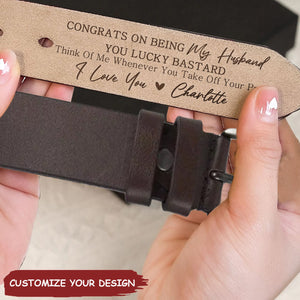 Congrats On Being My Husband - Personalized Engraved Leather Belt