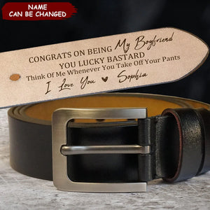Congrats On Being My Husband - Personalized Engraved Leather Belt