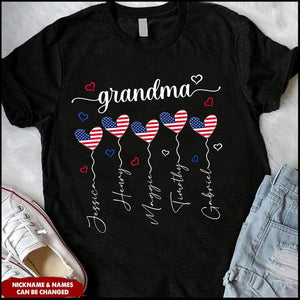 Grandma Heart Balloon Independence Day Personalized T-shirt