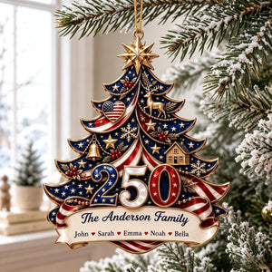 Personalized America 250th Anniversary Ornament, Patriotic Family Keepsake