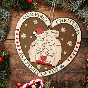 First Christmas As A Family - Personalized Custom Shaped Wooden Ornament
