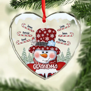 Personalized Christmas Snow Grandma Heart-Shaped Orament