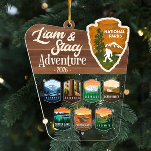 National Parks Photo Ornament, Personalized Couple Travelling Christmas Gift